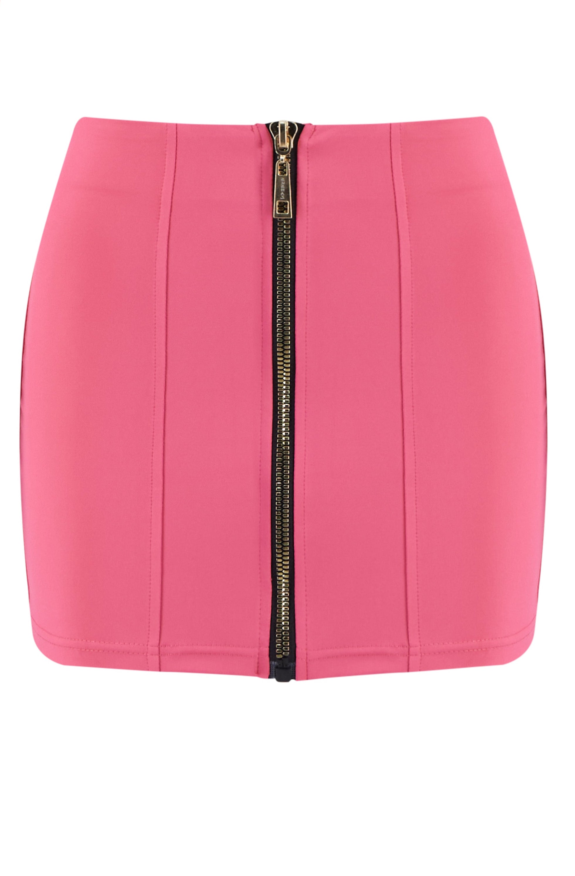 Motion Of Allure Pink Mini Skirt With Zipper Detail
