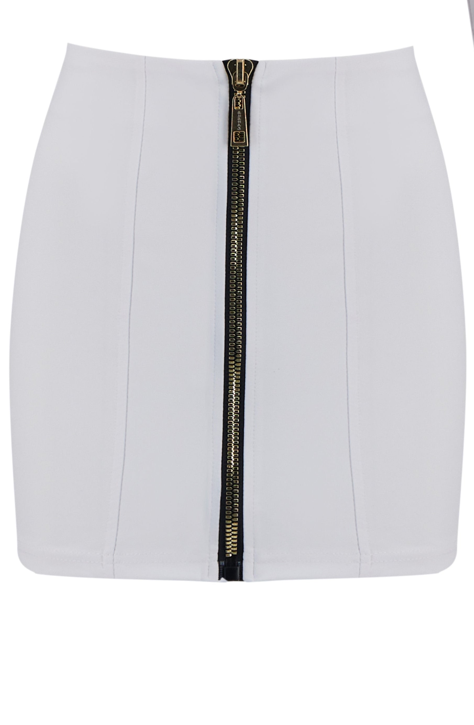 Motion Of Allure White Mini Skirt With Zipper Detail