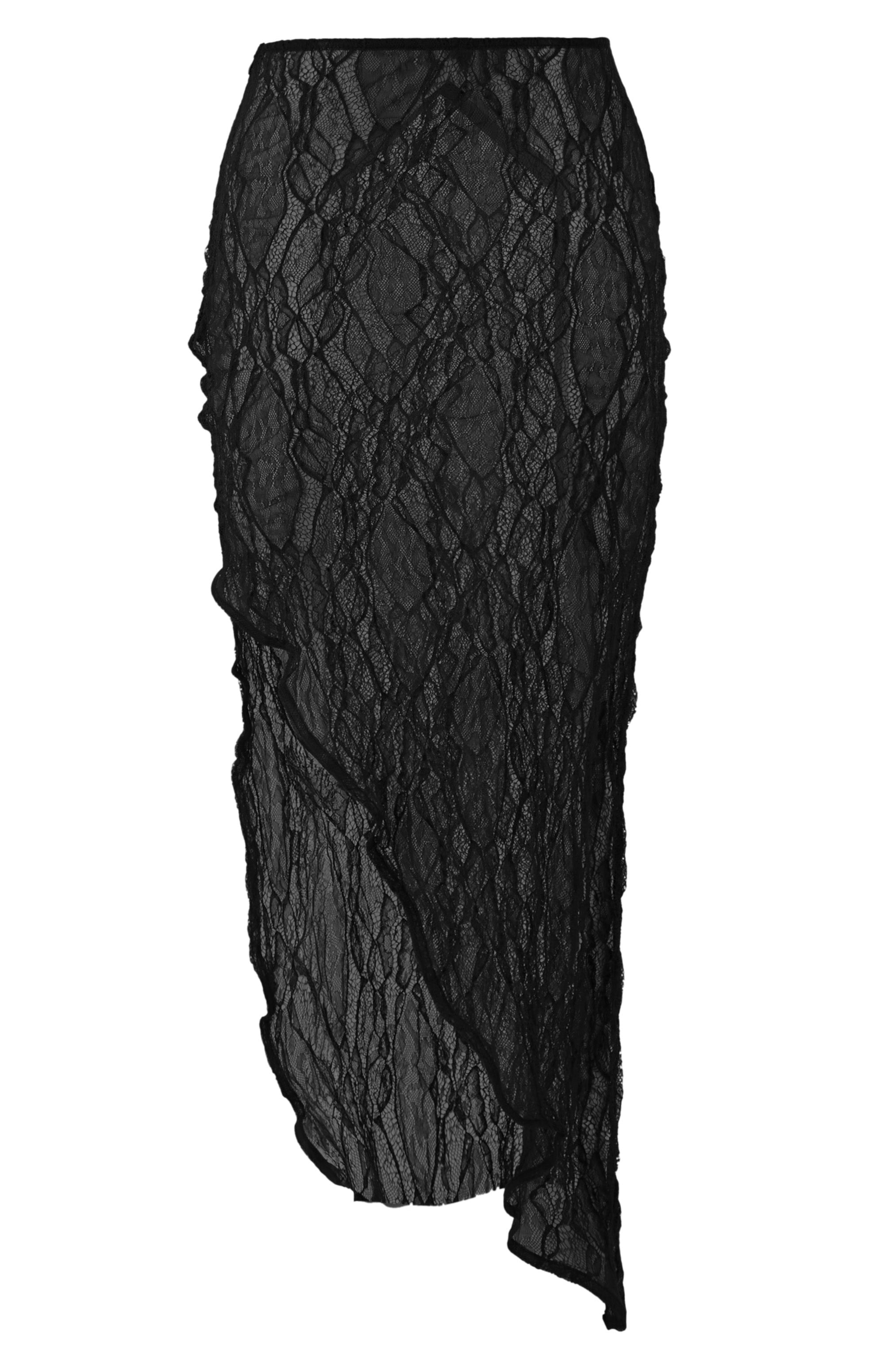 Feeling Clouds Black High-Waisted Long Transparent Skirt