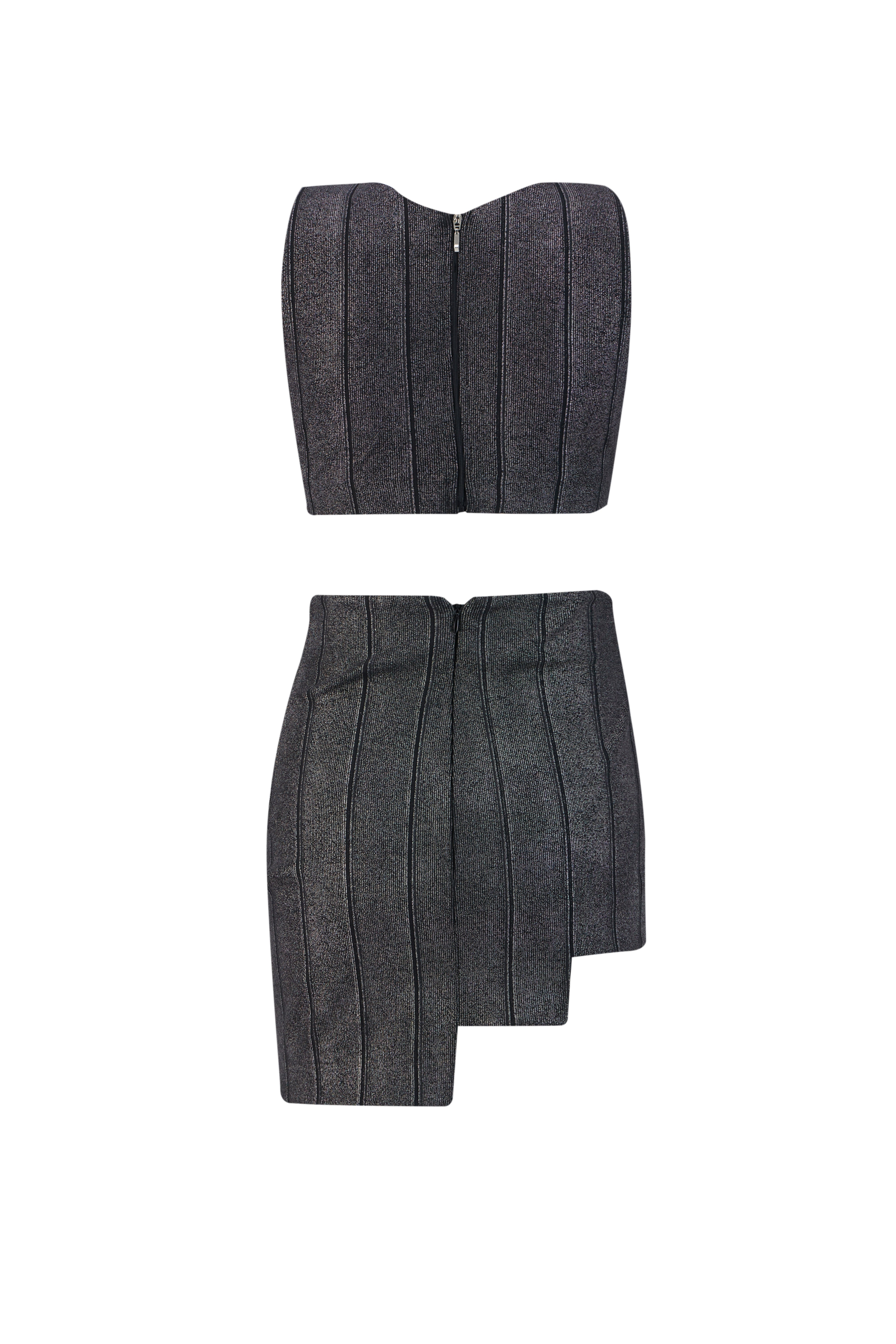 Ascend Luxe Bandage Mini Tiered Skirt and Bandage Crop Top Set