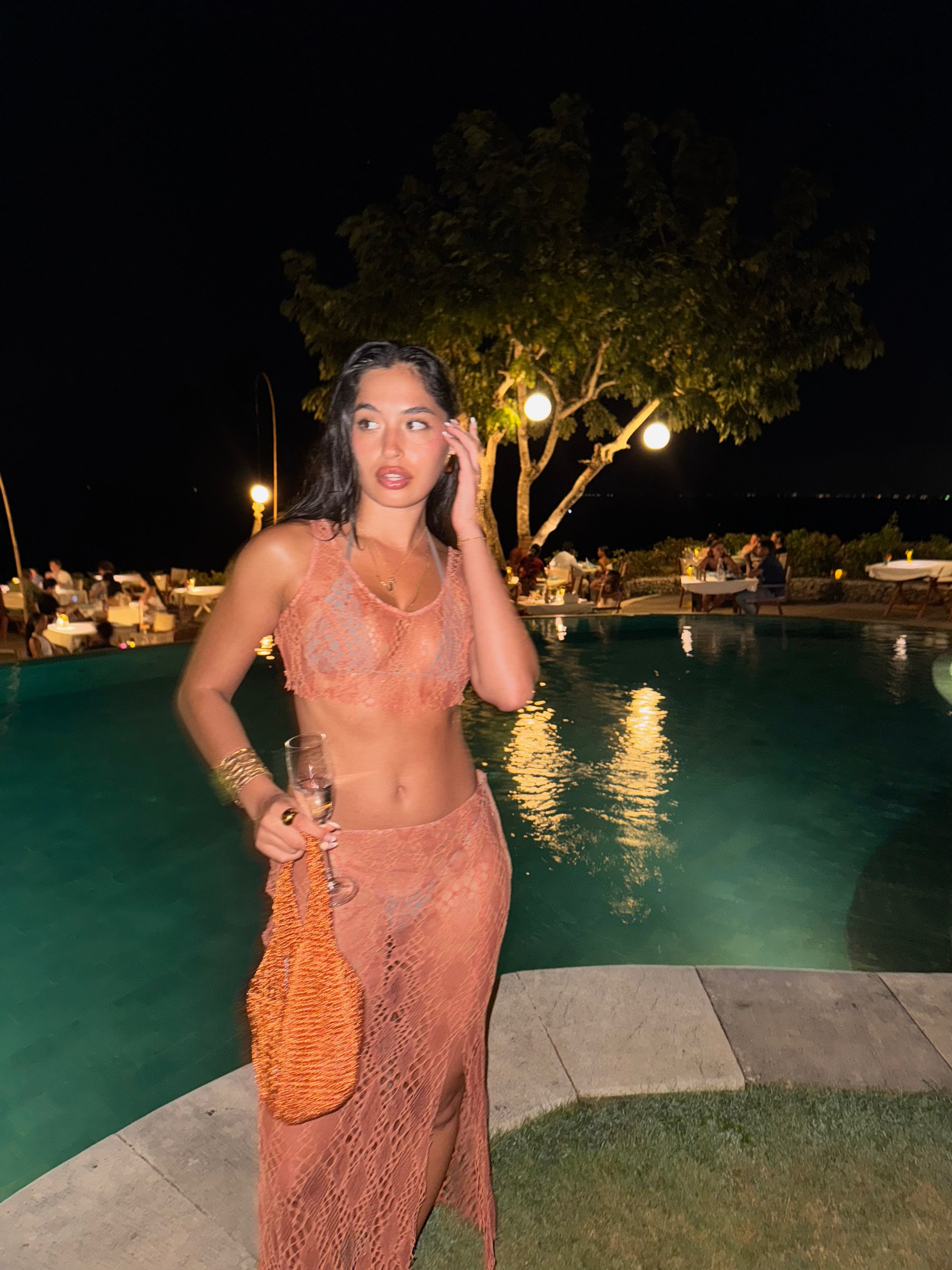 Kiss of Sand Orange Lace Crop Top