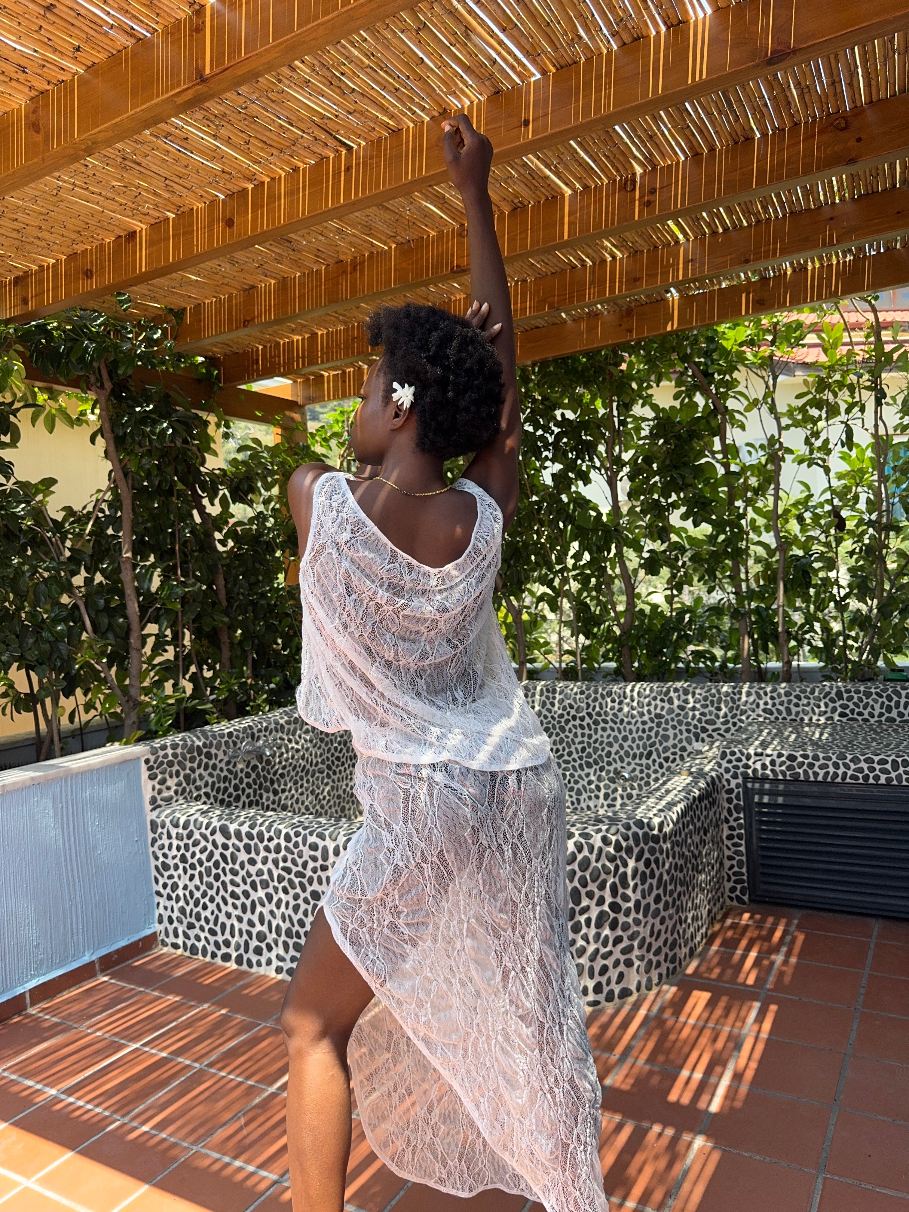 Feeling Clouds White Crossover Transparent Top