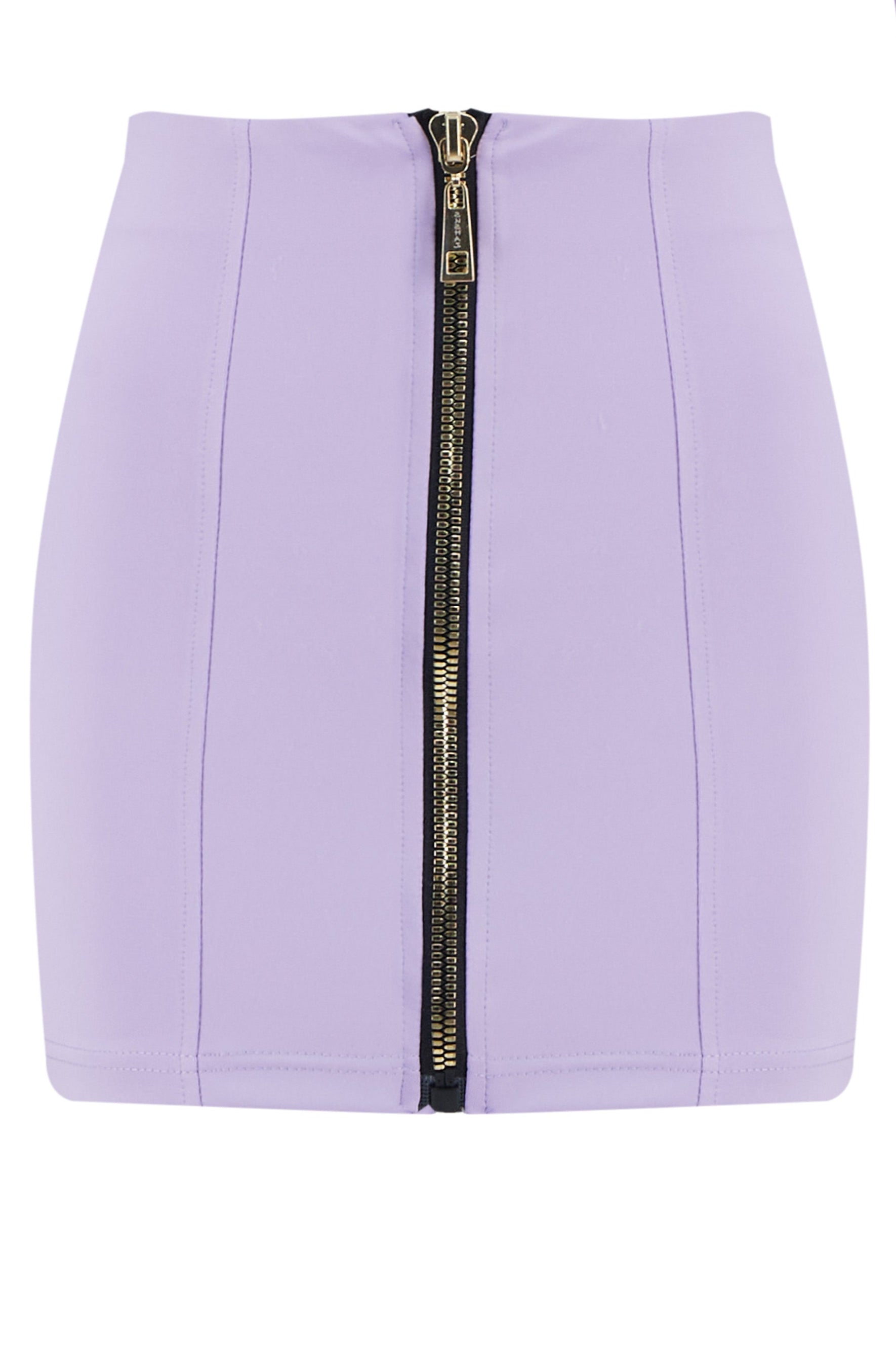 Motion Of Allure Lilac Mini Skirt With Zipper Detail