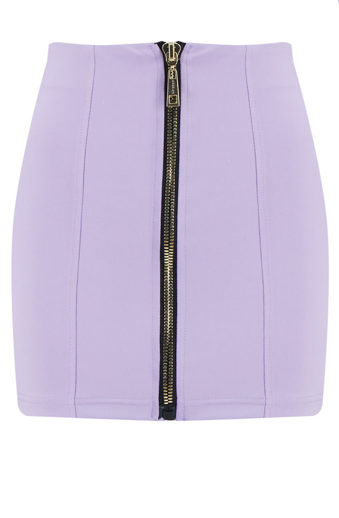 Motion Of Allure Lilac Mini Skirt With Zipper Detail – Huldras