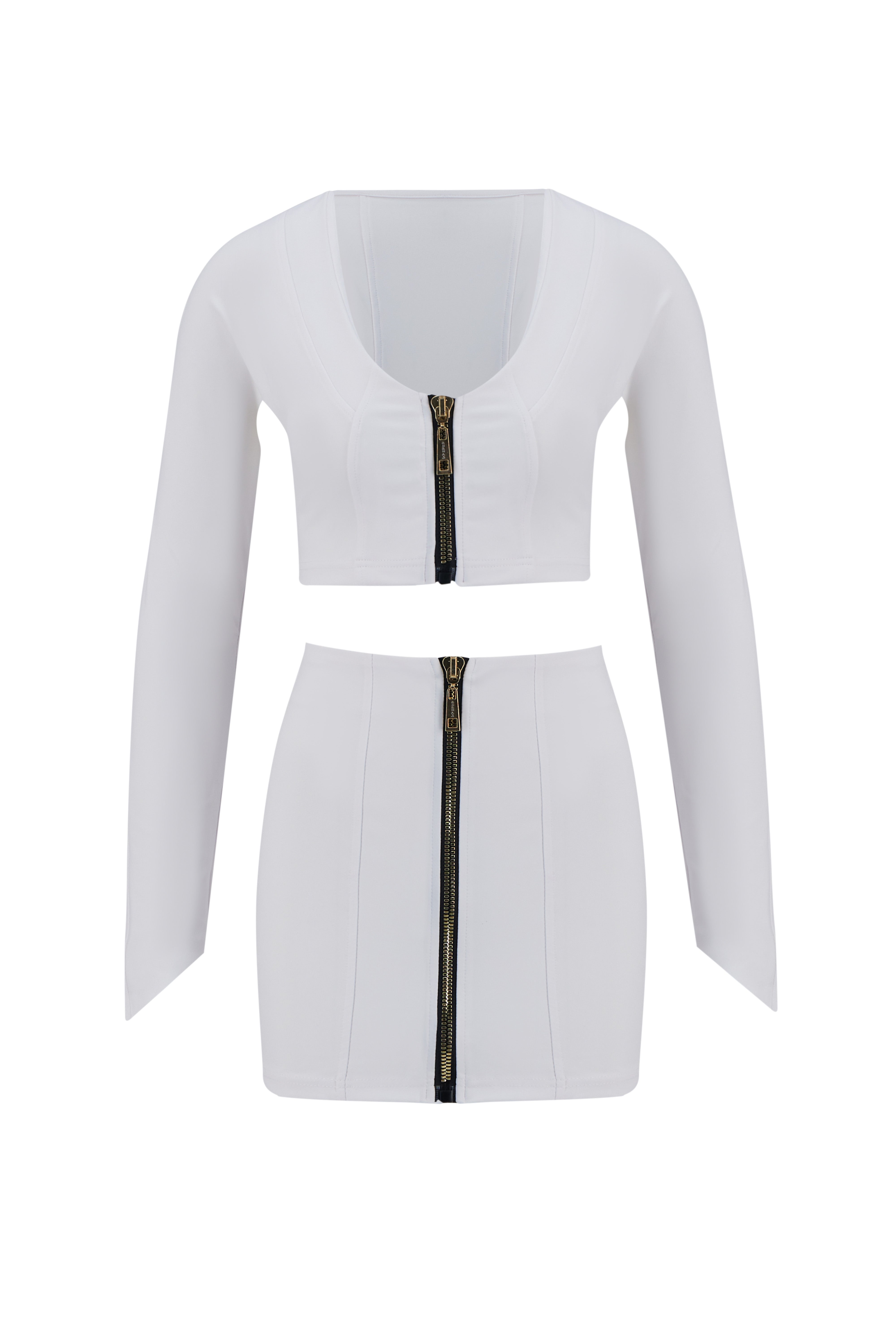 Motion Of Allure White Long-sleeve Crop Top